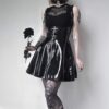 Black Retro Gothic eGirl Leather Skirt