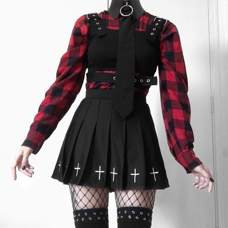 Gothic eGirl High Waist Mini Skirt