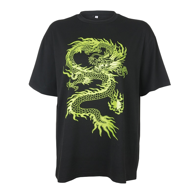 Loose Oversized Dragon Printed Yk2 T Shirt