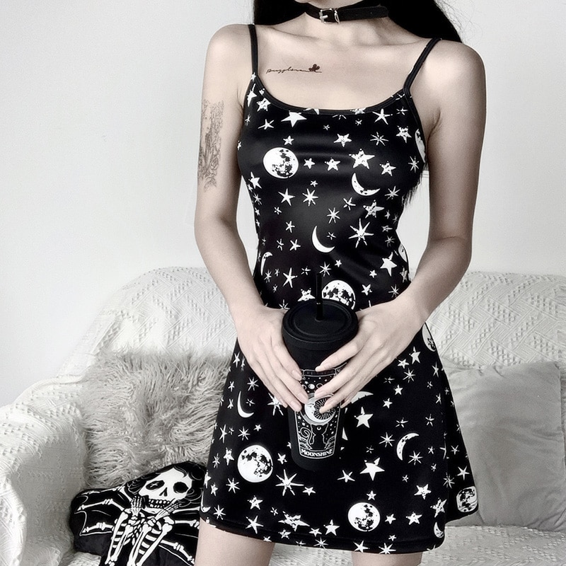 Casual Bodycon Moon Star Gothic eGirl Dress