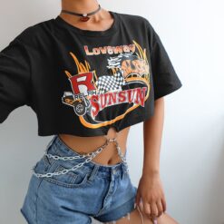 Egirl Punk Short Sleeve Harajuku Cotton Chain Crop Top