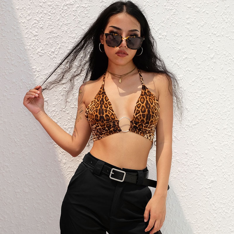 Egirl Leopard Print Sexy Halter Top