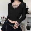 Knitted Kawaii Gothic eGirl Long Sleeve Crop Top