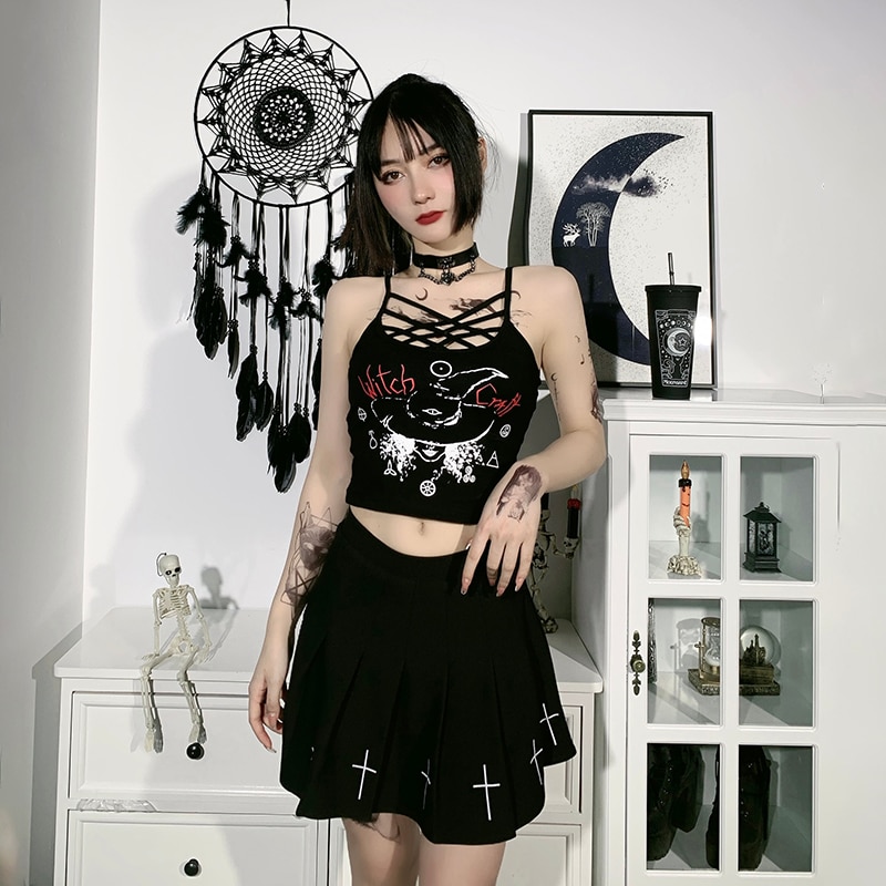 Goth Sexy Black Cami Egirl Top