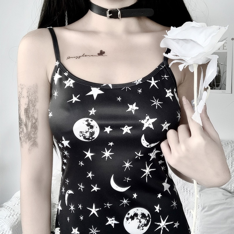 Casual Bodycon Moon Star Gothic eGirl Dress
